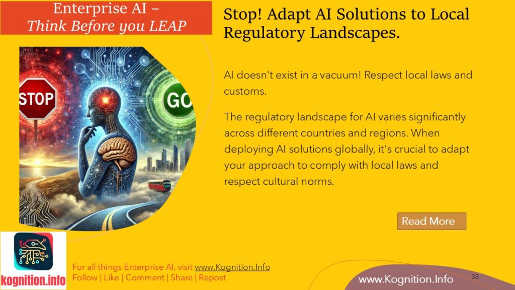 Stop! Adapt AI Solutions to Local Regulatory Landscapes.